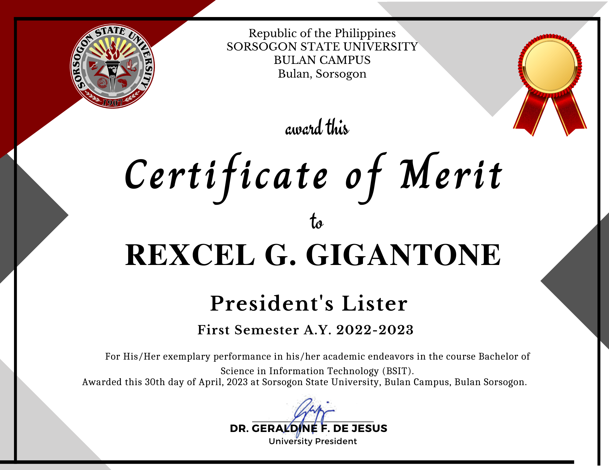 2024-2025 First Semester Dean's Lister