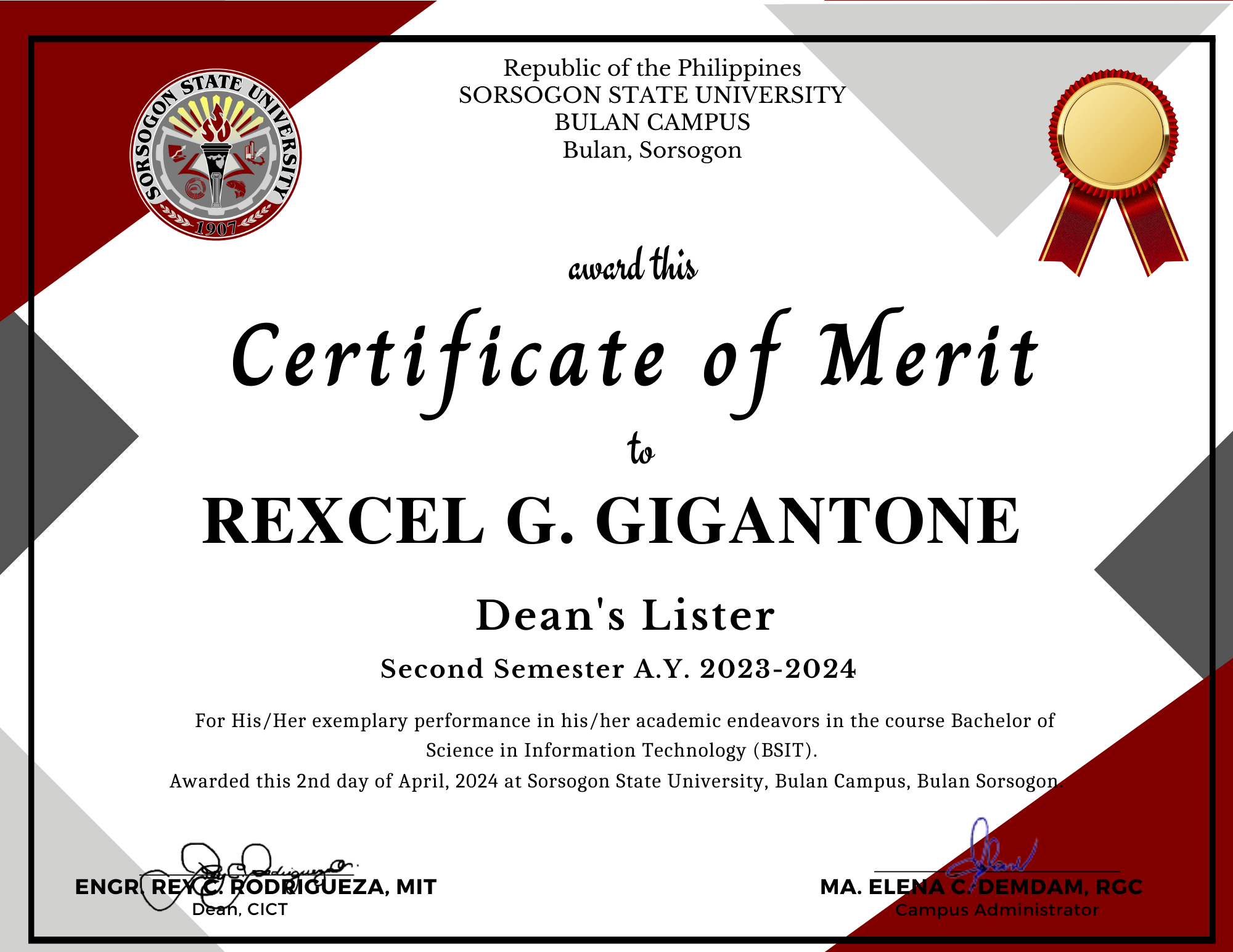 2022-2023 Second Semester President's Lister